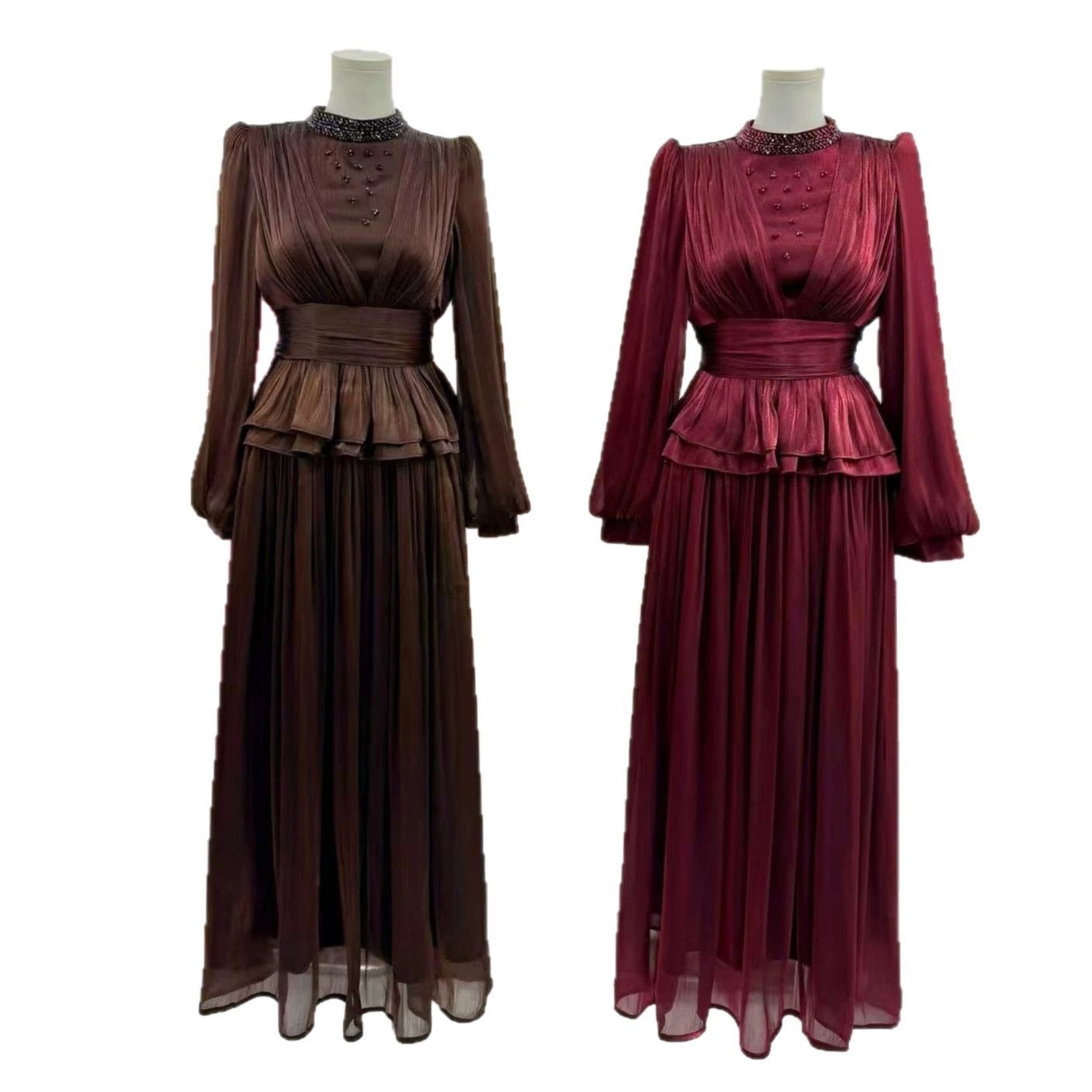 French temperament elegant dress skirt set women's new heavy industry diamond waist top large swing half skirt two-piece set