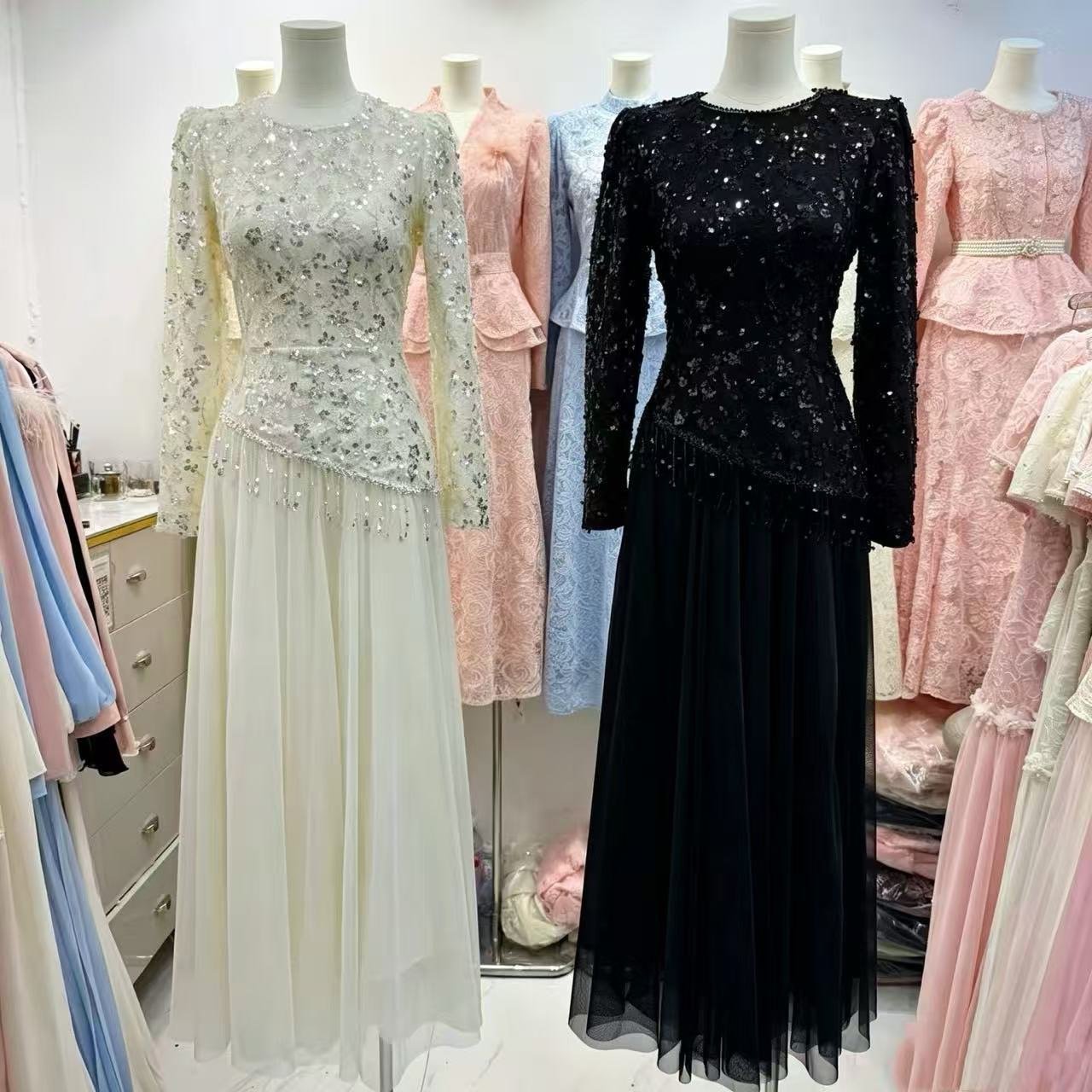 European and American fashion tassel design lace embroidered dress for women 2026 elegant evening gown long dress
