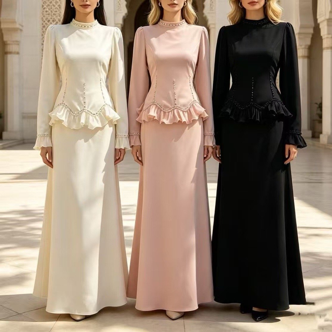 Elegant European and American style evening gown set for women, 2026 new model, diamond-embellished top and skirt two-piece set