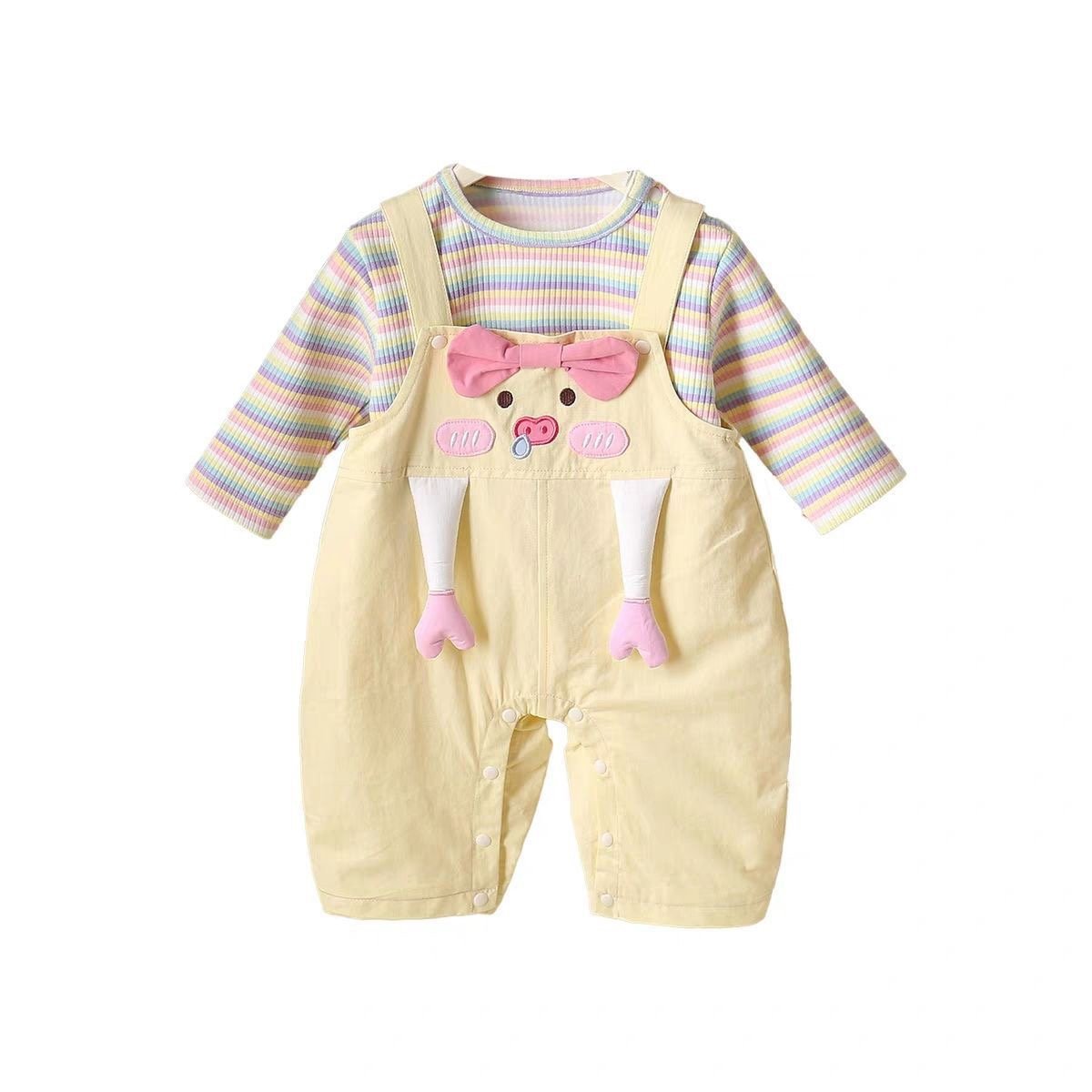 Baby Spring and Autumn Overalls Set, Baby Autumn Overalls Jumpsuit, Cartoon Super Cute Outdoor Outfit Two-Piece Set