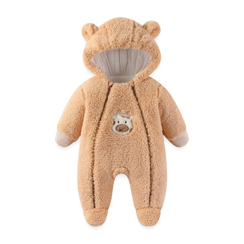 Cross-Border Baby Winter Jumpsuit, Thickened Cotton Coat, Newborn Baby Hugger, Infant Autumn and Winter Suit, Outing Clothes
