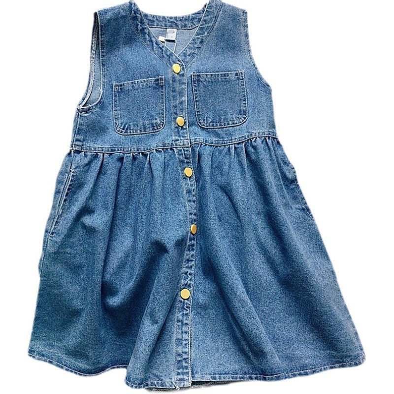 Girls' Denim Skirt and Vest Dress 2026 Autumn Baby Girl Shirt and Suspender Skirt Two-Piece Dress Children's Spring Outfit