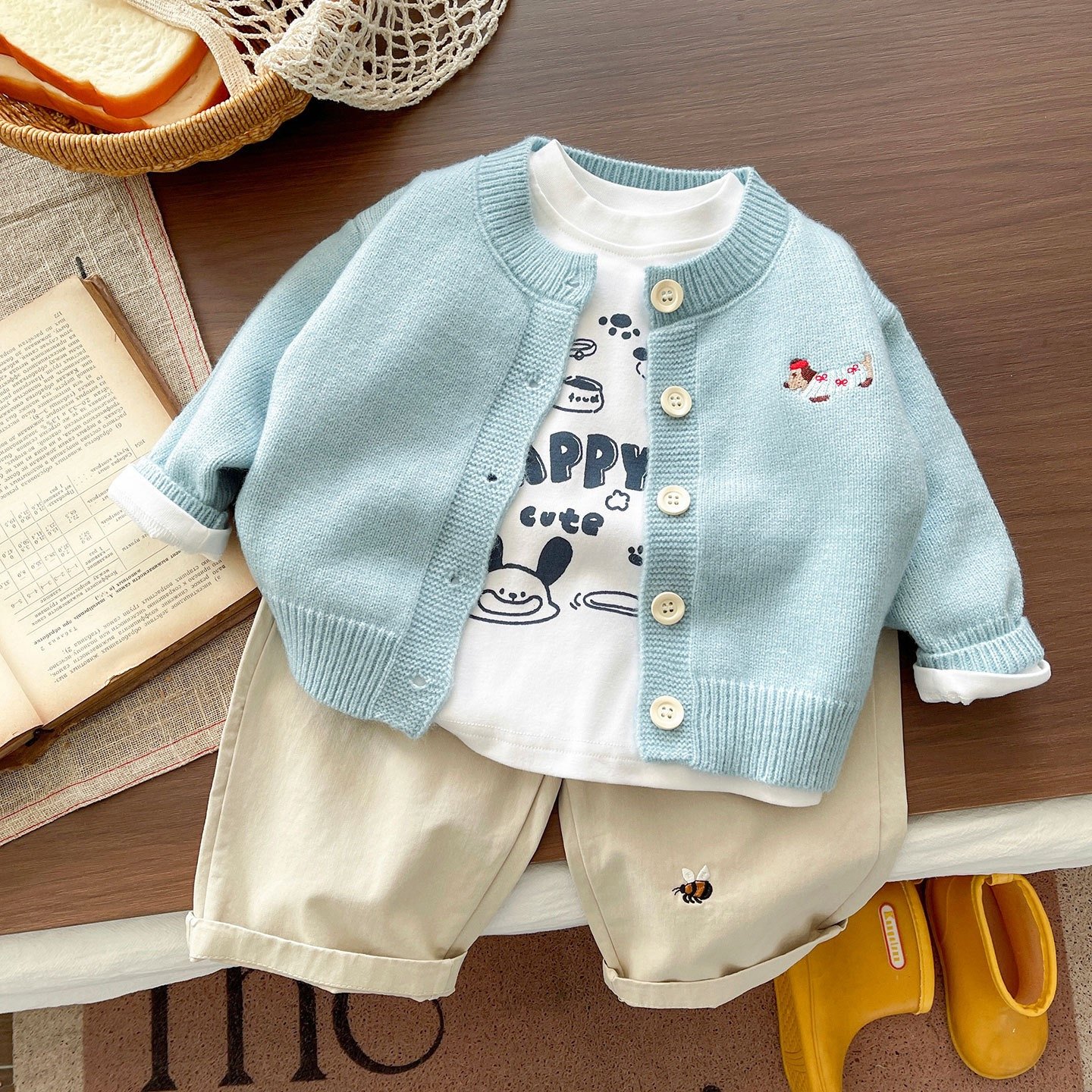2026 Spring and Autumn New Children's Clothing Boys' Outfit Baby Jacket Stylish Korean Version Children's Denim Three-Piece Set Trendy Style