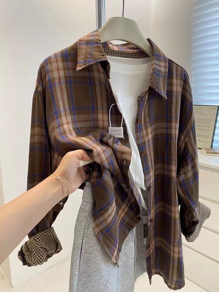 Chiffon printed jacket for women, spring and early autumn French style loose high-end shirt, new top