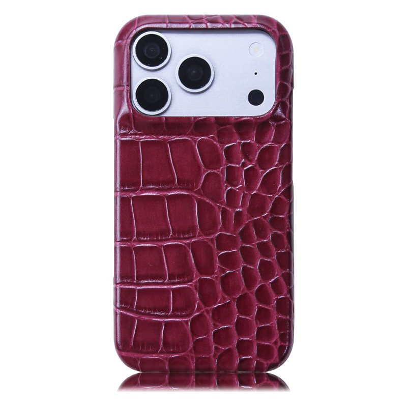 Iphone18Pro Genuine Leather Three-Pack Model Pink Crocodile Pattern Apple Phone Case Genuine Leather Phone Case