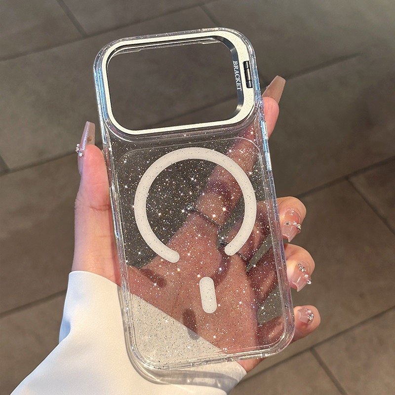 High-end metallic lens holder suitable for iPhone 18 Pro Max phone case, glitter magnetic attraction for Apple 17/16