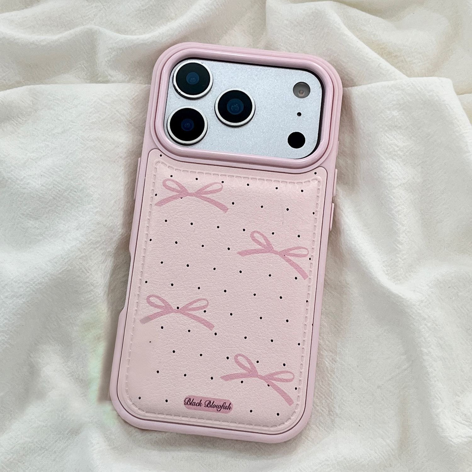 Suitable for Apple 17 18Promax Mobile Phone Case 16Pro Girls' High-Looking 15 11 Lychee Pattern 14 Mobile Phone Case