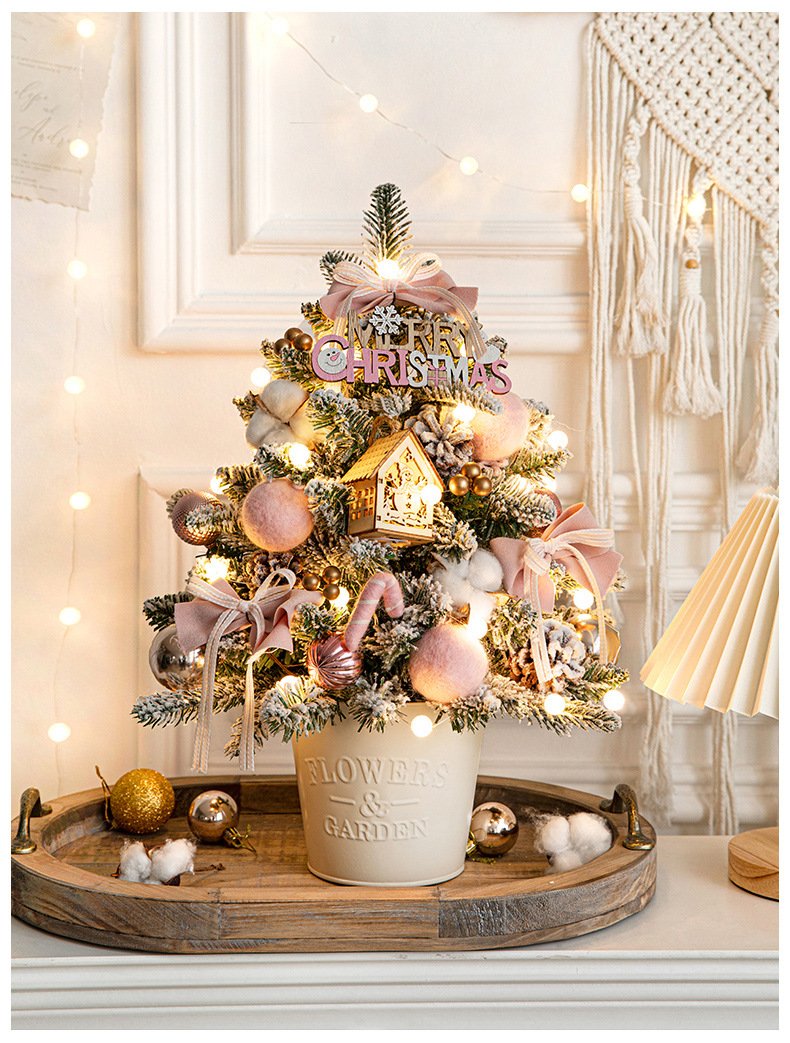 Christmas Tree Mini Desktop Ornaments DIY Material Bag Decoration Luxury Encryption PE Iron Bucket Christmas Tree