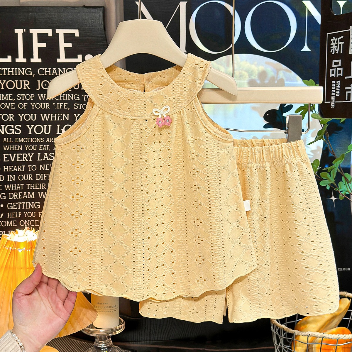 2026 New Summer Style Baby Girl's Stylish and Sweet Sleeveless Vest and Cute Lace Shorts Two-Piece Set