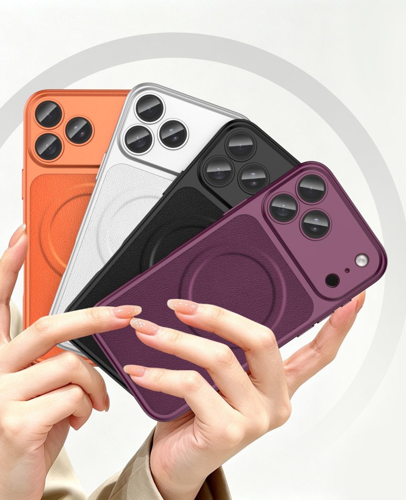 Instantly transforms into a magnetic phone case with a pebbled leather texture for iPhone 18 Pro Max, compatible with Apple iPhone 17 and includes a lens protector