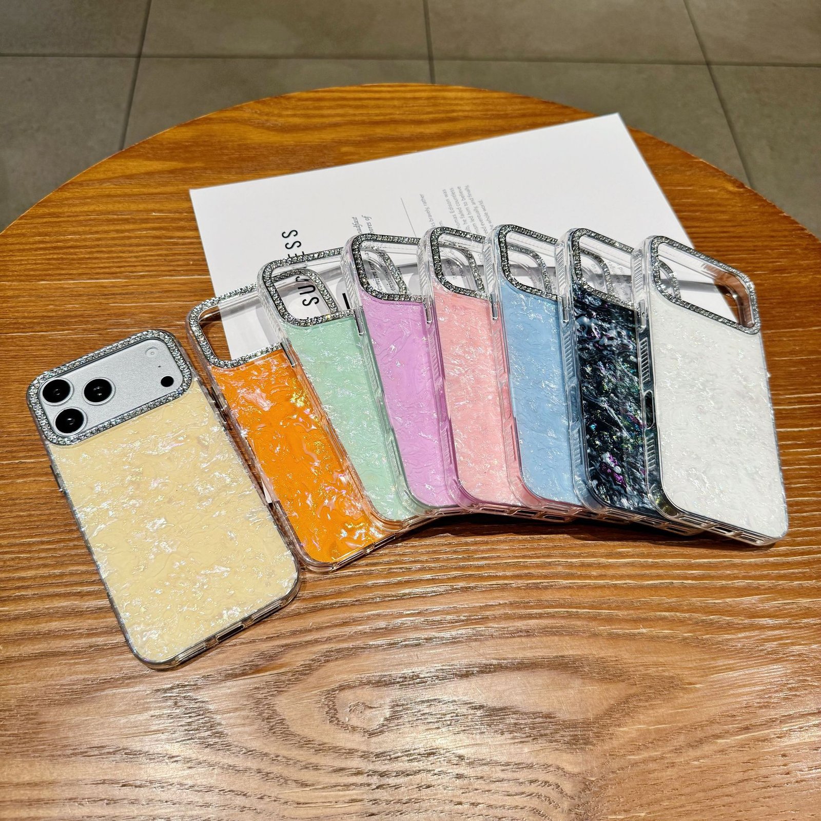 Suitable for iPhone 17, starry sky glitter shell pattern phone case, Apple 16 light luxury IMD anti-drop phone protective cover