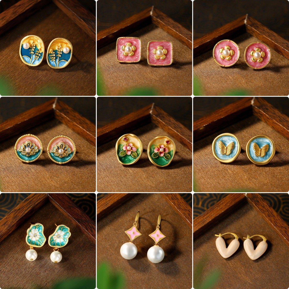 French Retro Pearl Flower Earrings