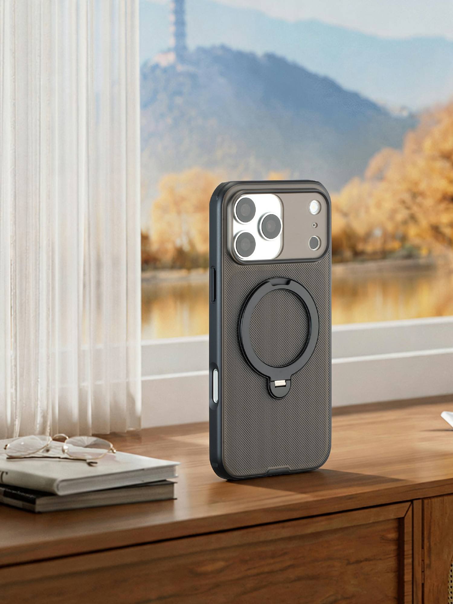 Luxury Design 3 D Dots Texture Magnetic Ring Wireless Charge Shockproof Anti-Fingerprint TPU+PC 7 Colors Mobile Phone Case for
