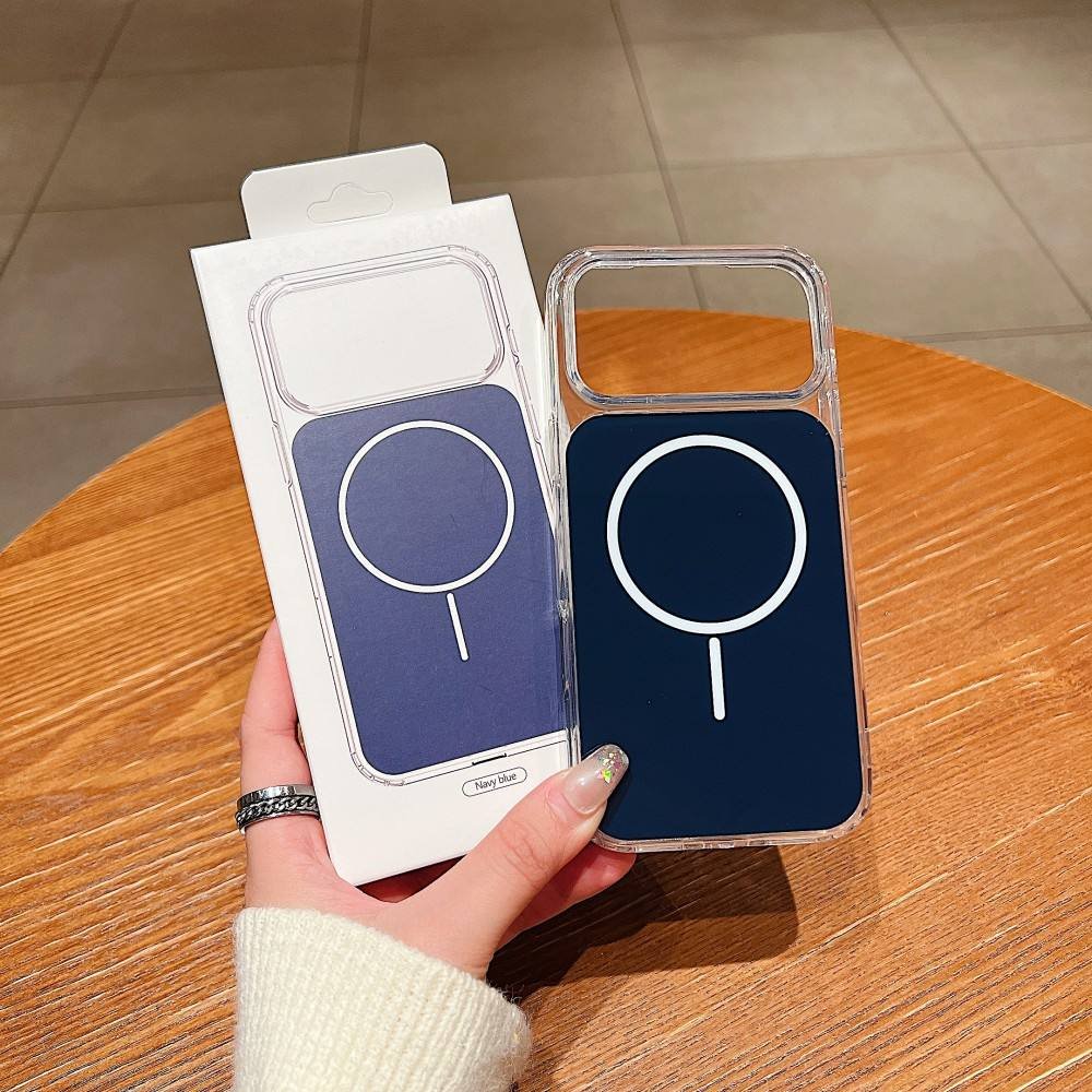 Transparent Phone case With Box for iPhone 18 17 16 15 Pro Clear Magnetic Back Cover for iPhone 18 Pro Max for Samsung Series