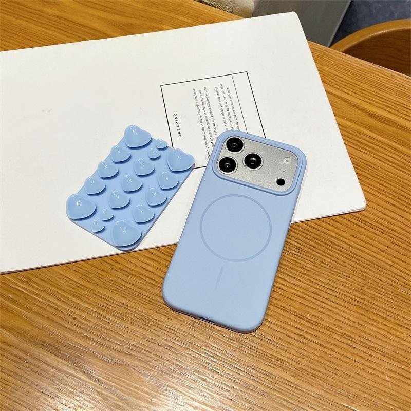 3D Heart Silicon Phone case with Magnetic Suction Cup for iPhone 18 Pro 18 17 16 Pro Max 2 in 1 Sucker