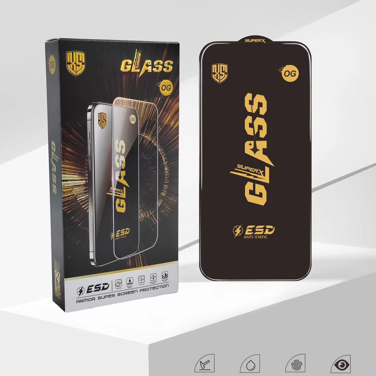 OG ESD High Aluminum Clear Tempered Glass Screen Protector for iPhone 17 16 15 Promax