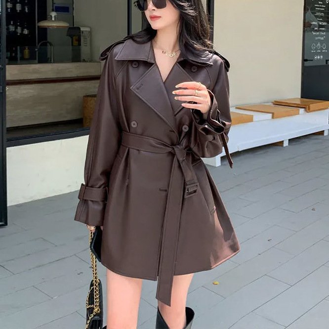 2026 Spring and Autumn New Korean Style, Waist-Cinching, Slimming, Trendy Biker Jacket