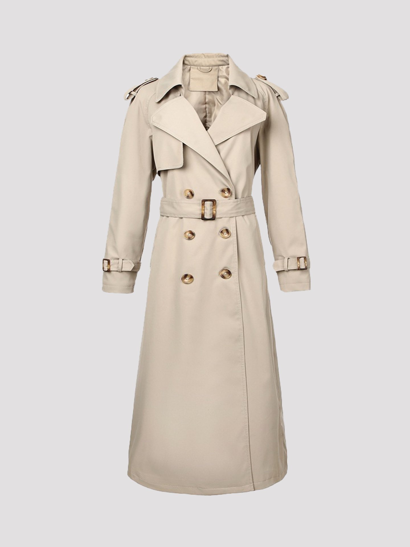 Women’s Elegant Long Double-Breasted Trench Coat – British-Inspired Style,Spring 2026