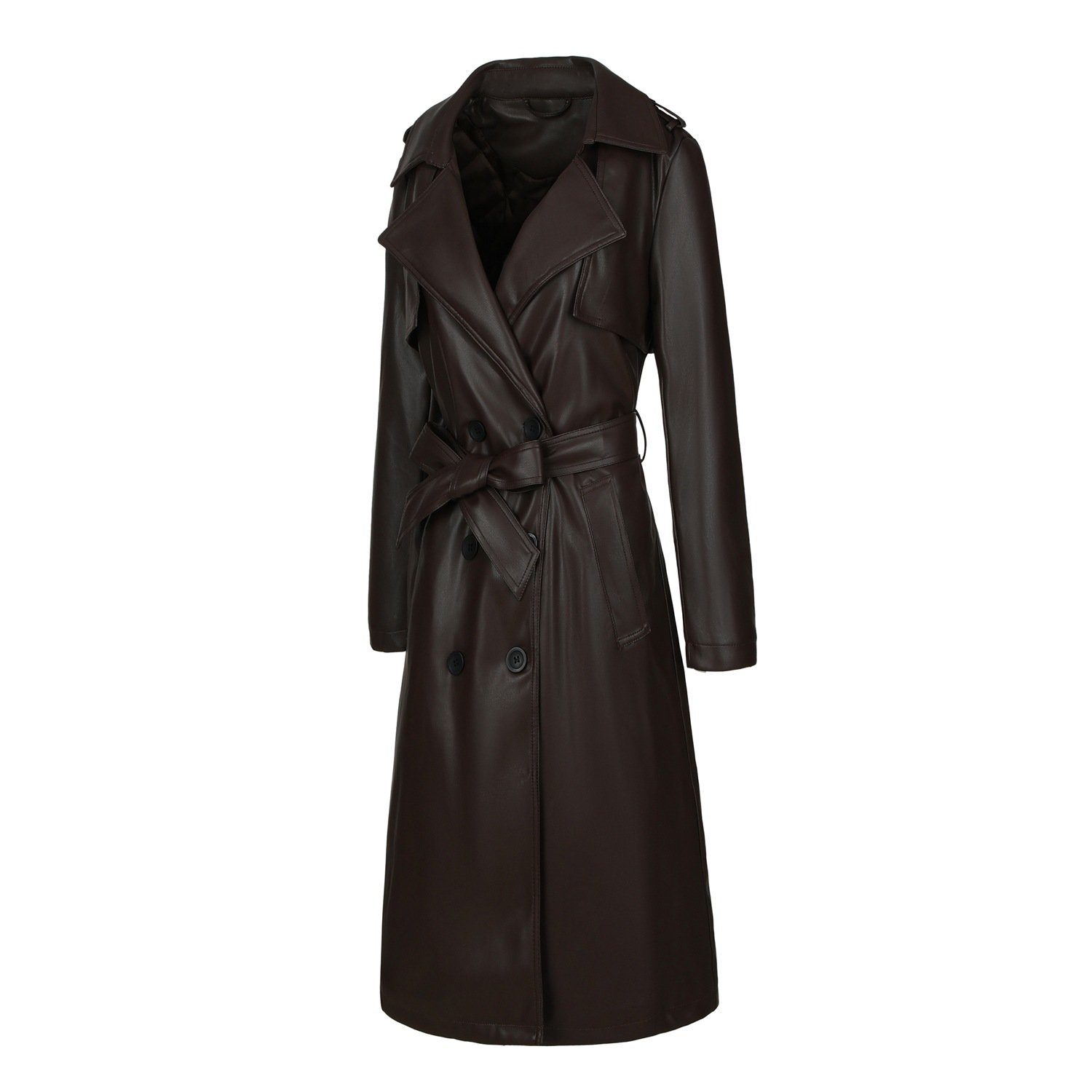 Women’s Long PU Leather Coat – Elegant European Style 2026