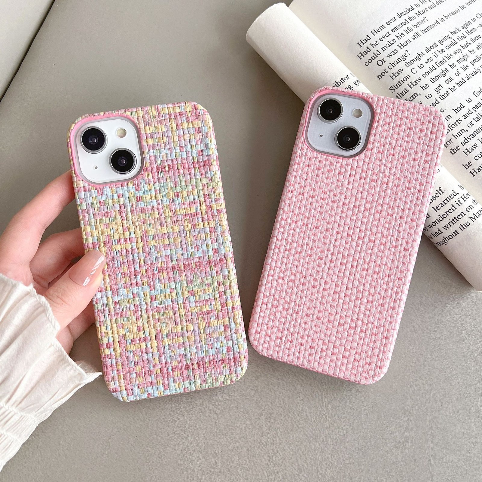 17Promax Woven Pattern 13 Suitable for Apple 18Promax Mobile Phone Case Iphone15 Autumn and Winter 12 New Style 11/7